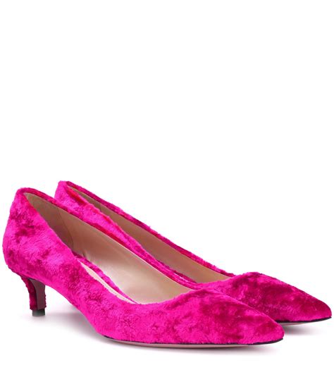 hot pink prada heels|Prada kitten heel pumps.